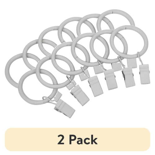 (2 pack) Mainstays Metal Curtain Clip Rings White, Set of Seven