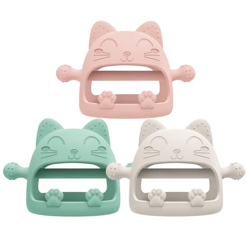 3 Pack Baby Teether Toys,Silicone Teething Toys for Babies 0-6 Months,Never Drop Baby Chew Toys for Teething Relief, Teething Pacifiers,Baby Toys 0-6 Months,Ideal Gifts for Baby Shower