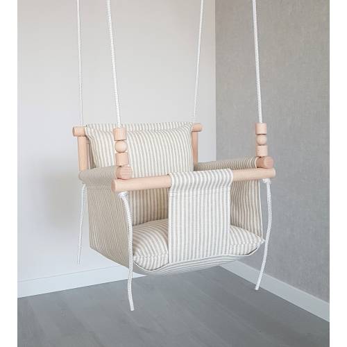 Baby Swing Comfortable Design Natural Linen/Toddler Swing/Deluxe Linen Swing/ Indoor Swing/Birthday Gift/Baby Swing/Beige