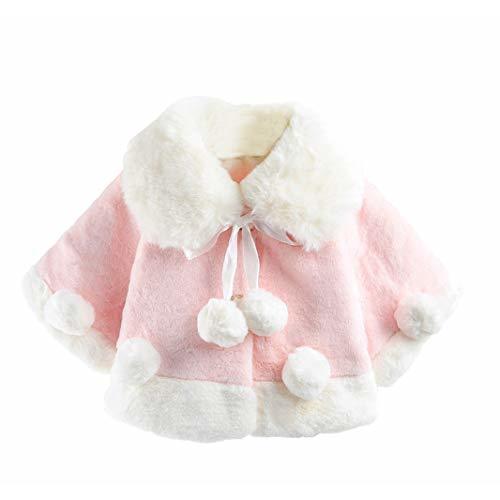 Aivtalk Baby Girls Winter Fur Cape Coat Thick Jacket Cute Pom Pom Warm Outerwears