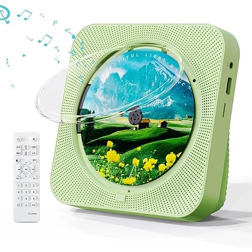 Portable CD Player with Bluetooth Desktop CD Player for Home CD Music Players with Remote Control,Timer,Built-in Dual Speakers with LED Display Home Audio Boombox FM Radio