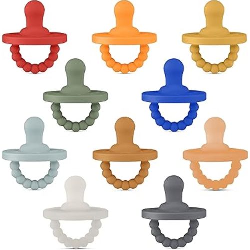 Ryan & Rose Cutie PAT Pacifier Teether 10 Pack Assorted Colors (Canyon (Boy), Flat)