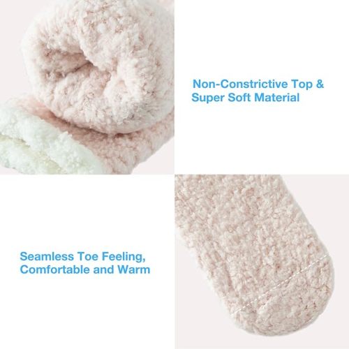 Fuzzy Socks With Grips for Women,7 Pairs Non Slip Hospital Socks Sleep Warm Fluffy Socks Non-Skid Thick Slipper Socks with Grippers.Valentine's Day Gift