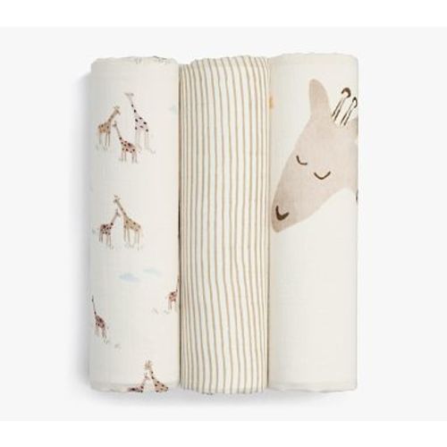 Organic Goldie Giraffe Muslin Swaddle Set of 3 , Multi