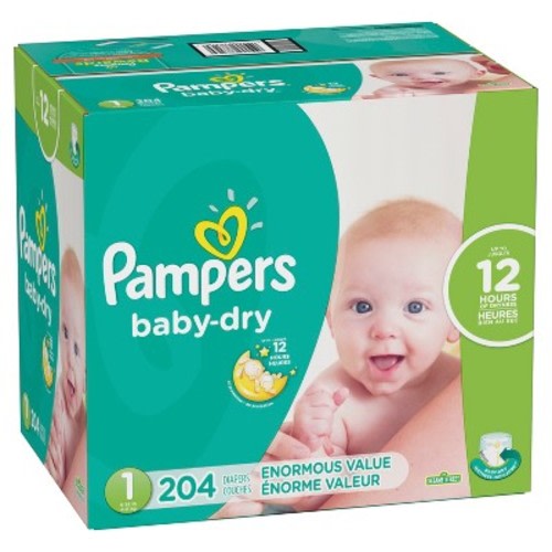 Pampers Baby Dry Disposable Diapers Enormous Pack - Size 1 (204ct)