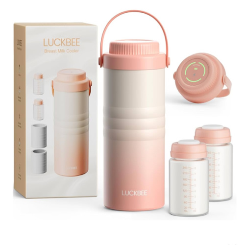 LUCKBEE 24H Portable Breast Milk Cooler with LCD Display – Insulated Milk Storage Bottle, Holds 2 Bottles 16oz, Compact Breast Pump Bag Accessory, Breastfeeding Essentials for Travel and Work