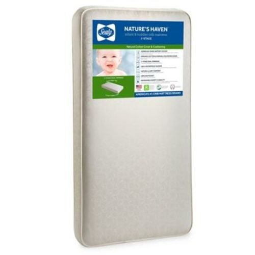 Sealy Nature's Haven 2-Stage Baby Crib Mattress and Toddler Bed Mattress - Light Beige: Ultra Firm, Hypoallergenic, Woven Cotton, Bonnell Coils