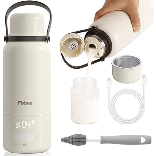Portable Bottle Warmer for Travel, 17oz Fast Heating Portable Milk Warmer, Cordless On-The-Go Baby Travel Bottle Warmer, 2Hours Super Fast Charging, Anti-Dry Burn & Anti-Touch