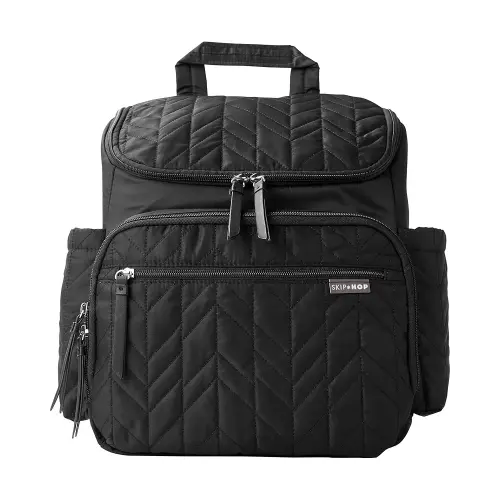 Skip Hop Diaper Bag Backpack: Forma, Multi-Function Baby Travel Bag with Changing Pad & Stroller Attachment, Jet Black