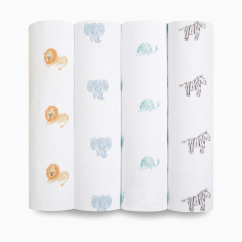 Aden + Anais Cotton Muslin Swaddle 4-Pack - Animal Kingdom