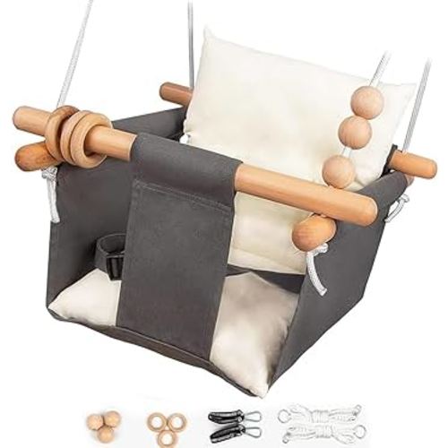 Baby Swing Outdoor Indoor Toddler Swing Seat with Safety Belt, Canvas Hanging Swings Outside Tree Swing Great Gift for Baby Boys Girls Kids Lovers