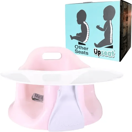 Upseat Baby Floor Seat Booster Chair for Sitting Up with Removable Tray for Meals and Playtime, Developed with Physical Therapists for Safe and Healthy Hip Development and Posture (Pink)