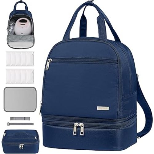 DERJUNSTAR Breast Pump Backpack for Working Moms – Spectra Compatible Pump Bag, Waterproof & Spacious with Pockets for Breast Pump, Bottles, and Nursing Essentials – Ideal for Spectra S1/S2, Blue
