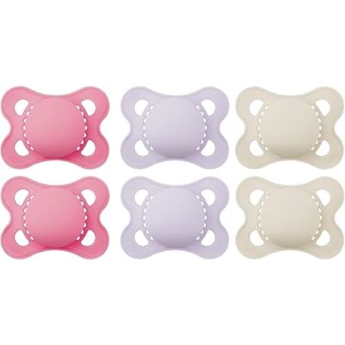 MAM Original Matte Baby Pacifiers, Binky for Girls 0-6 Months, BPA-Free Silicone Nipple, Easy to Clean, Best for Newborn Babies, Developed with Medical Experts, 6 Count Binkies