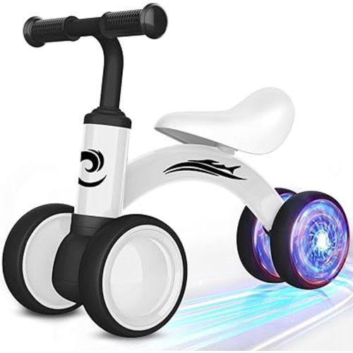 Colorful Lighting Baby Balance Bike Toys for 1 Year Old Boy Girl Gifts, 10-36 Month Toddler Balance Bike, No Pedal 4 Silence Wheels & Soft Seat First Riding on Toys, 1st Birthday Gifts