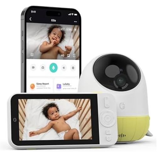 Ellie Baby Plus: Monitor Motion, Crying, Breathing, Sleep Information with AI. No Wi-Fi or Subscription Needed to use Product Features