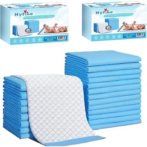 200 Pack Disposable Changing Pad, Waterproof Baby Disposable Underpads, Super Soft, Ultra Absorbent Diaper Changing Liners Baby Change Mats (17.5x22 inch)