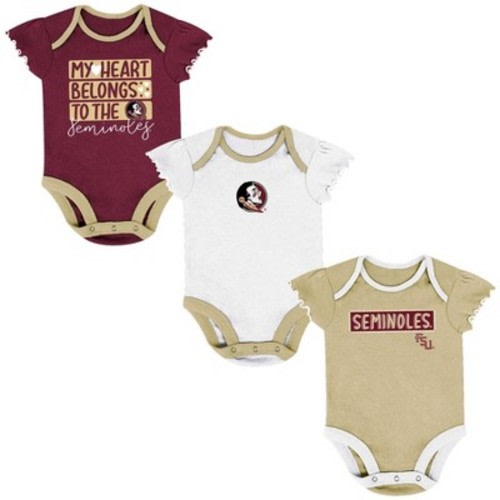 NCAA Florida State Seminoles Infant Girls' 3pk Bodysuit Set, Size: 6-9M