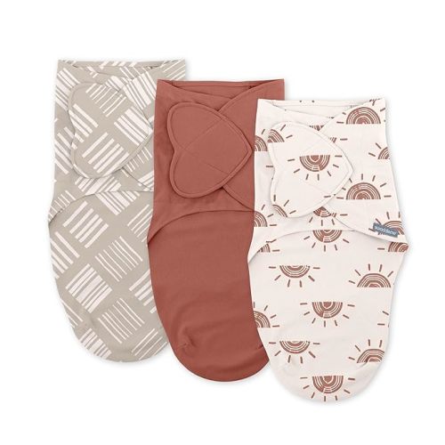Ingenuity SwaddleMe Monogram Collection Swaddle, 3-Pack, for Ages 0-3 Months - Rising Sun