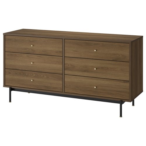 RÅDMANSÖ 6-drawer dresser - brown walnut effect 62 5/8x18 7/8x31 7/8 "