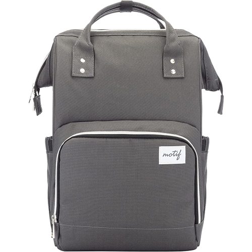 Motif Medical Breast Pump Backpack – Stylish Insulated Bag w/ Cooler, 9 Pockets, Carrying Handles - Water-Resistant Organizer - Adjustable Straps Portable Breast Pump Bag (Grey)