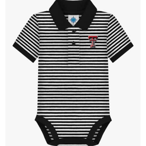Creative Knitwear College Baby Striped Polo Bodysuit - Team Logo, Multiple Colors, for Boys & Girls (0-12 Months)