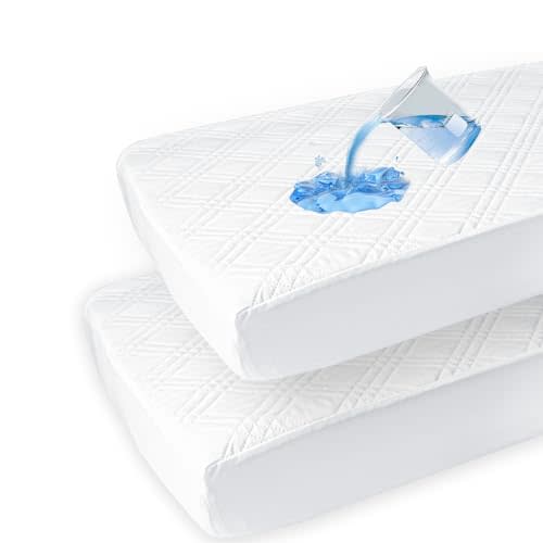 david's kids 2 Pack Waterproof Crib Mattress Protector, Fit Standard Crib and Toddler Mattresses, Ultra Soft and Breathable for Boys Girls Neutral, White