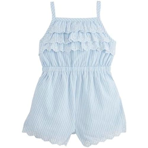 Mud Pie baby-boys Children's Blue Stripe Eyelet Romper