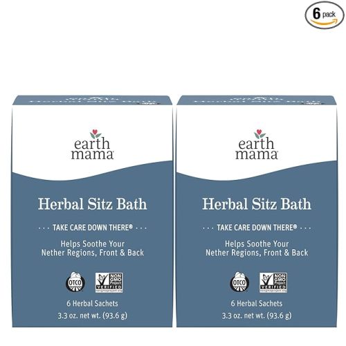 Earth Mama Herbal Sitz Bath | Pregnancy & Postpartum Essentials, Soothing Sitz Bath for Hemorrhoids with Witch Hazel, & Calendula, 6-Count (2-Pack)