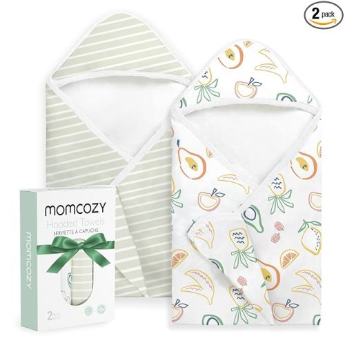 Momcozy Baby Towel with Hooded - Ultra Soft & Absorbent Large Bath Towel Set for Comfort & Gentle on Baby's Skin - Shower Gift & Bath Essential & Baby Registry Search for Newborn,Infant,Toddler,Kids