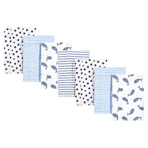 Hudson Baby Unisex Baby Cotton Flannel Burp Cloths, Narwhal, One Size