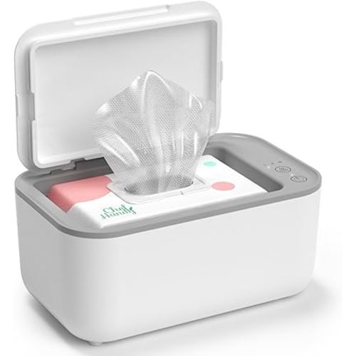 Chefhandy Calentador de toallitas para bebés, control de temperatura de 3 niveles, calefacción silenciosa y uniforme, dispensador de toallitas de gran capacidad para bebés y adultos, color blanco