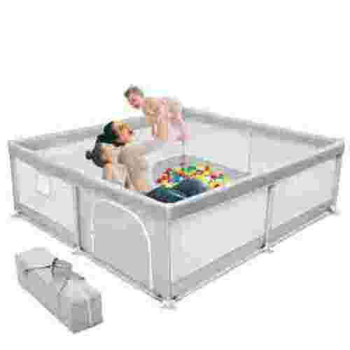 TEAYINGDE Baby Playpen Large Play Yard Fence for Toddlers,50"x50" Gray