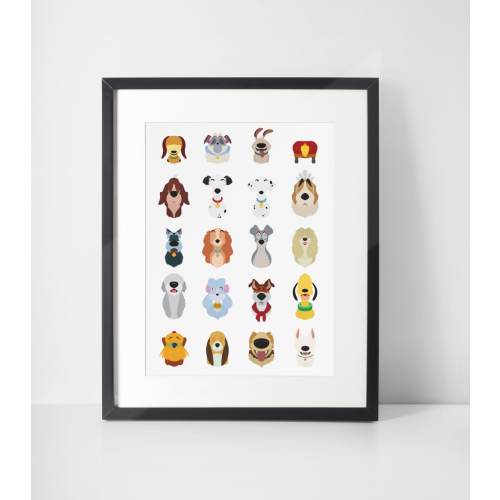 DOGGO LINE-UP | Puppy Minimalist Print | Portrait | Poster | Printable Wall Art | Illustration | Movie Dogs | Dog Art