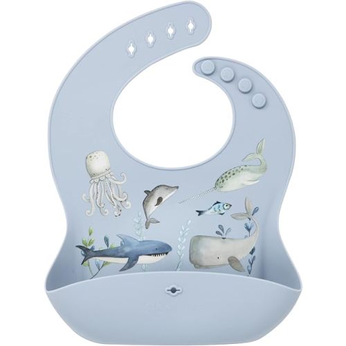 Glitter & Spice Silicone Food Bib - Ocean Adventures