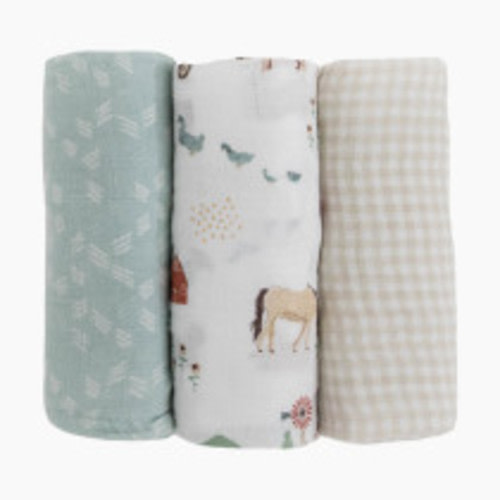 Little Unicorn Cotton Muslin Swaddle Blanket 3 Pack - Farmyard