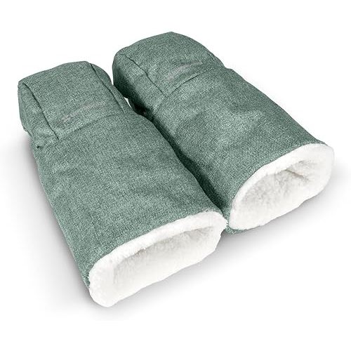 UPPAbaby CozyHandmuff/Easily Attaches to Stroller Handlebars/Ultra-Plush, Weather-Proof Hand Protection/Gwen (Green Mélange)