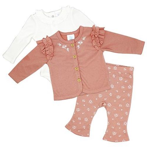 Baby Mode Girls 3 Piece Misty Rose Bell Pants and Jacket Set