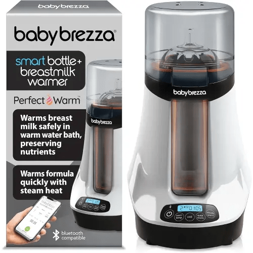 Baby Brezza Smart Baby Bottle Warmer, Breastmilk Warmer + Defroster - Only Brand with Different Temperatures for Breastmilk + Formula - Universal Fit for All Bottles + Milk Bags - Bluetooth Control