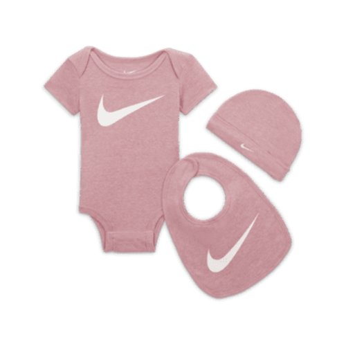 Nike Baby (3-6M) Swoosh Beanie, Bib and Bodysuit Box Set