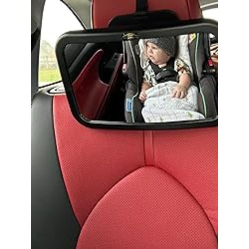 Baby Car Mirror, DARVIQS Seat Safely Monitor Infant Child in Rear Facing Seat, Wide View Shatterproof Adjustable Acrylic 360°for Backseat, Crash Tested and Certified for Safety - Black