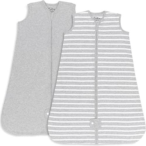 Comfy Cubs Baby Sleep Sack 6-12 Months, Medium - Soft 100% Cotton Blanket for Babies & Toddlers - Breathable Sleeveless Sleep Bag for Baby with Covered Zipper - Grey