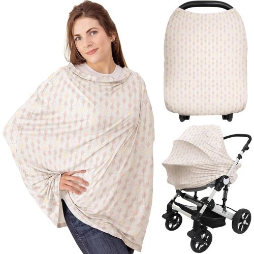 Car Seat Covers for Babies - Nursing Covers for Breastfeeding, Baby Car Seat Canopy for Girls, Boys, Nursing Essentials for Breastfeeding Women, Infant Stroller Privacy Protection (Prism)