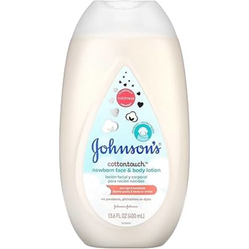 Johnson's Baby Comfort Touch Newborn Baby Face & Body Lotion, Silky Moisturizing Lotion, Baby Essentials, Hypoallergenic, No added Parabens &Dyes, 13.6 fl. oz