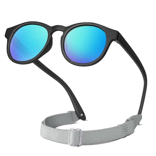 RIVBOS Baby Wrap Polarized UV400 Sunglasses - Soft Frame with Secure Strap for Infant and Newborn (0-24 Months) RBK070