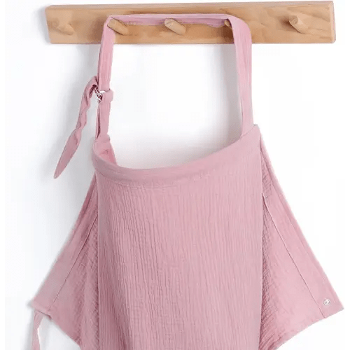 Blissful Diary Muslin Nursing Cover for Breastfeeding, Breathable Breastfeeding Cover up with Arch Neckline for Women, Nursing Apron(Blush Pink)