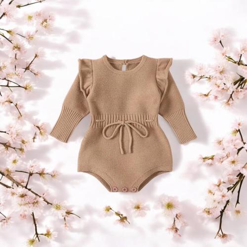 Baby Girl Ruffles Romper, Baby Knitted Romper, Baby Shower Gift, Cozy Baby Romper, Cute Baby Romper, New Baby Gift, Baby Sweater Jumpsuit,