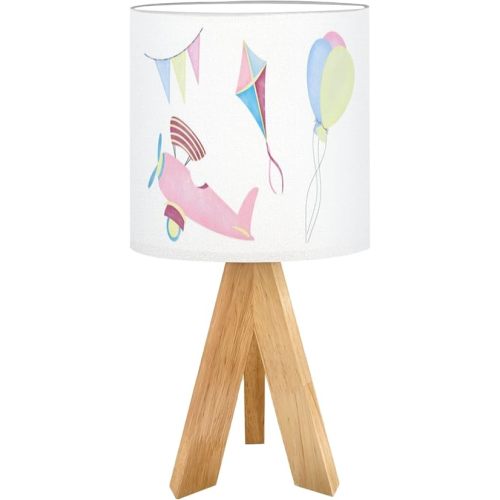 Cute Kids Bedside Desk Table Lamp Watercolor set Balloons kite airplane flags clouds white for kids Children Nightstand Lamp, Tripod Small Night Lights Linen for Nursery Room Bedroom Dorm Decor