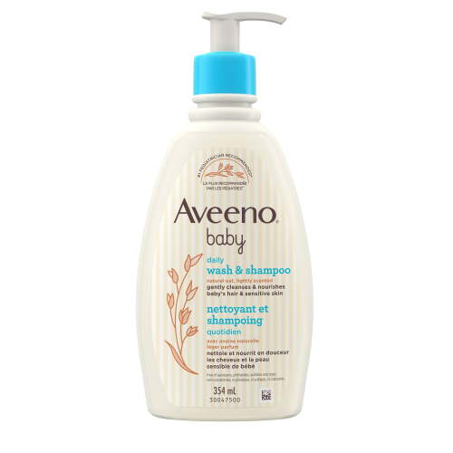 Aveeno Baby Daily Wash & Shampoo baby’s hair & Sensitive Skin Cleanser with Natural Oat Paraben Free & Phthalate Free, sulfates-free and dye-free - 354 mL, 354 mL, lightly scented