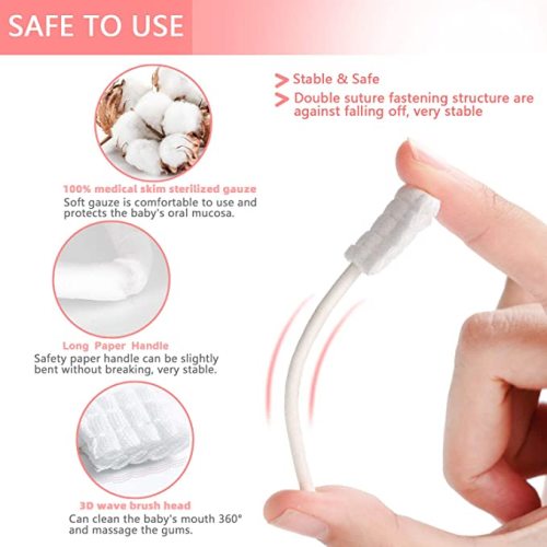 102PCS Baby Tongue Cleaner,Baby Oral Cleaner Newborn Baby Toothbrush,Disposable Infant Toothbrush Clean Baby Mouth,Gauze Gum Cleaner Stick Dental Care for 0-36 Month Baby+1 Finger Toothbrush with Case